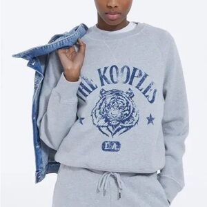 The Kooples Paris Tiger L.A. Graphic Crewneck Sweatshirt Gray Blue Size 3 (L)